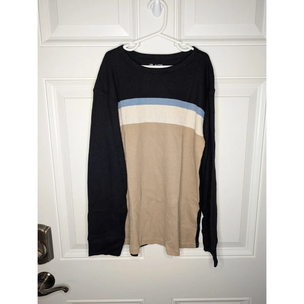 The Children's Place Boys Colorblock Thermal Long Sleeve Top Black Tan L 10/12